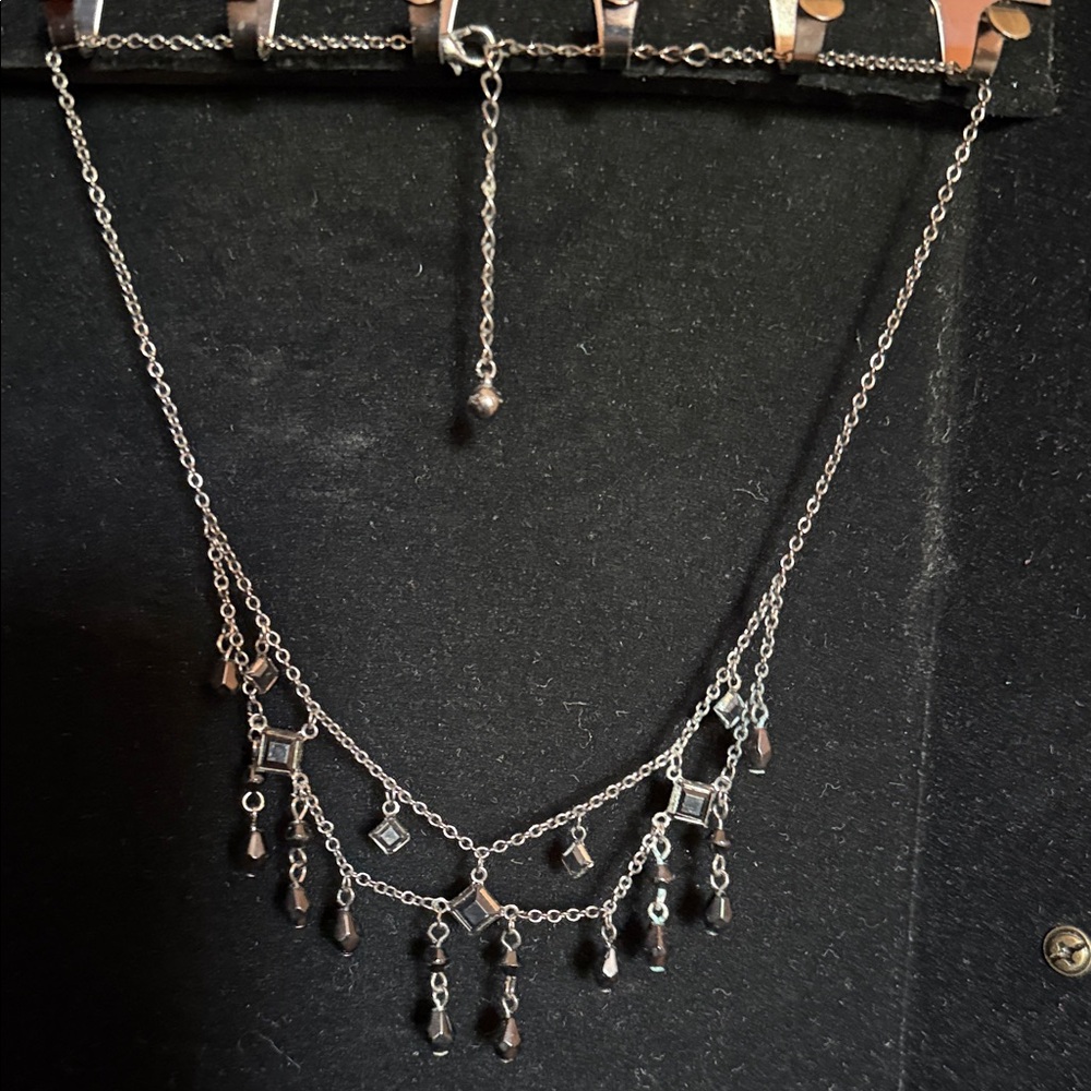 Silver-Tone Black Accent Dangle Necklace - Women's Jewelry